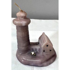 Lighthouse Figurine Candle With Shell & House Design